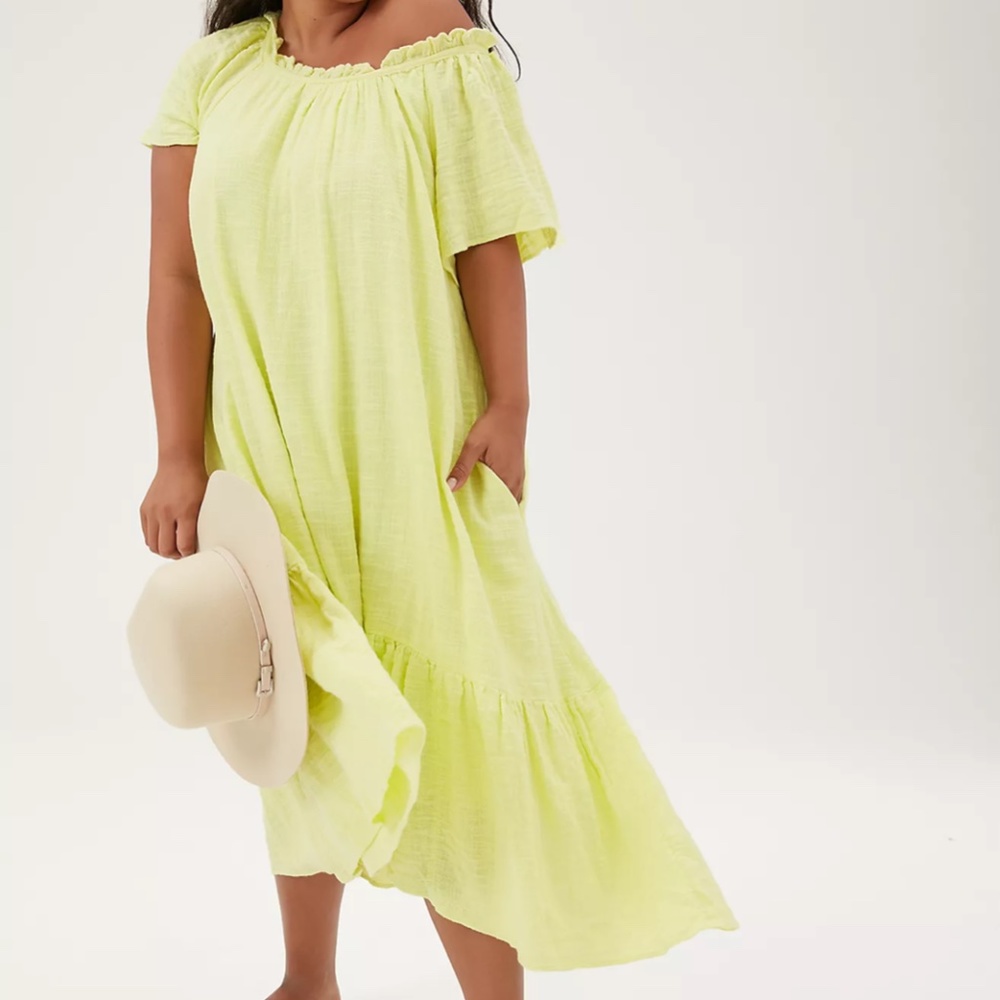 Anthropologie Lime Green High-Low Summer Dress